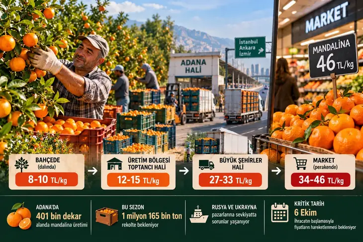 Mandalina dalda 8 TL, markette 46 TL