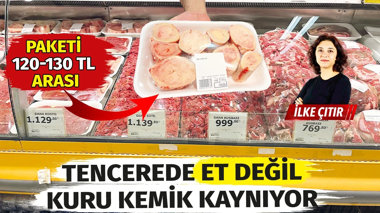 Tencerede et degil kuru kemik kayniyor